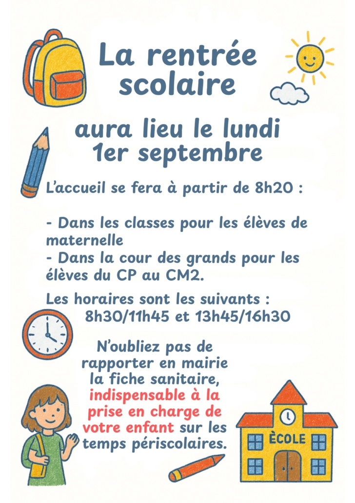 La Rentrée Scolaire Au Lieu Le Lundi 1er Septembre. Page 0001